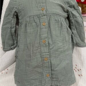 Little Planet by Carter's Sage Button-Down dress and bloomer set